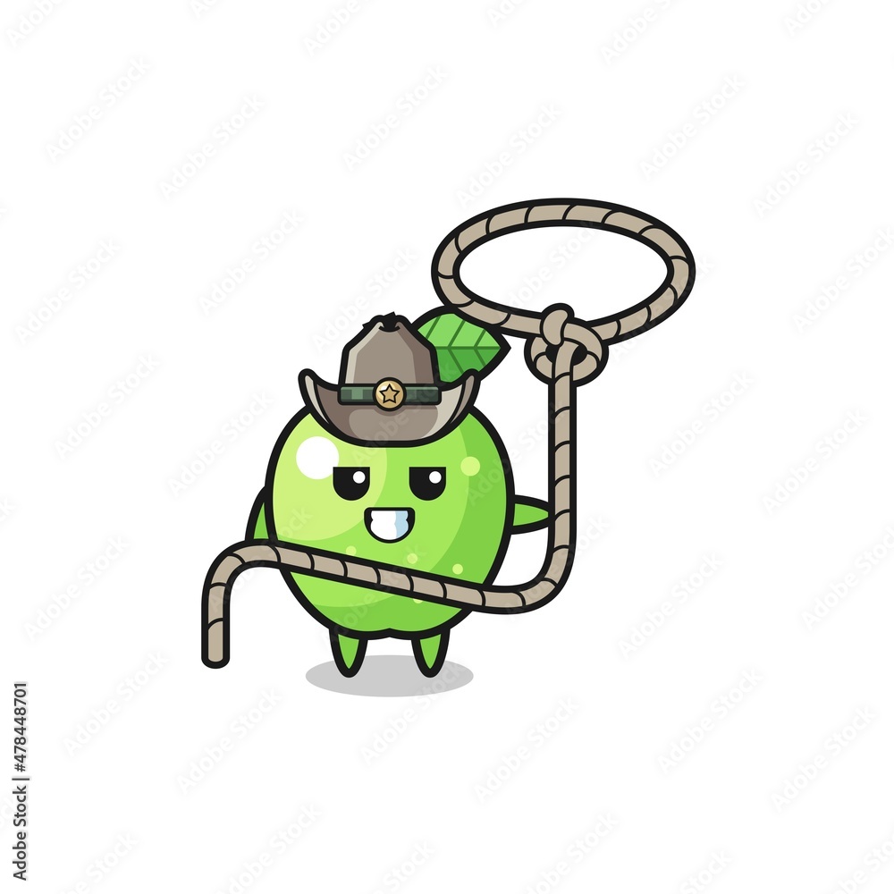Obraz premium the green apple cowboy with lasso rope