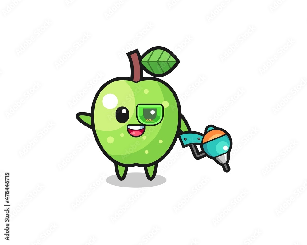 green apple cartoon as future warrior mascot green apple cartoon as future warrior mascot
