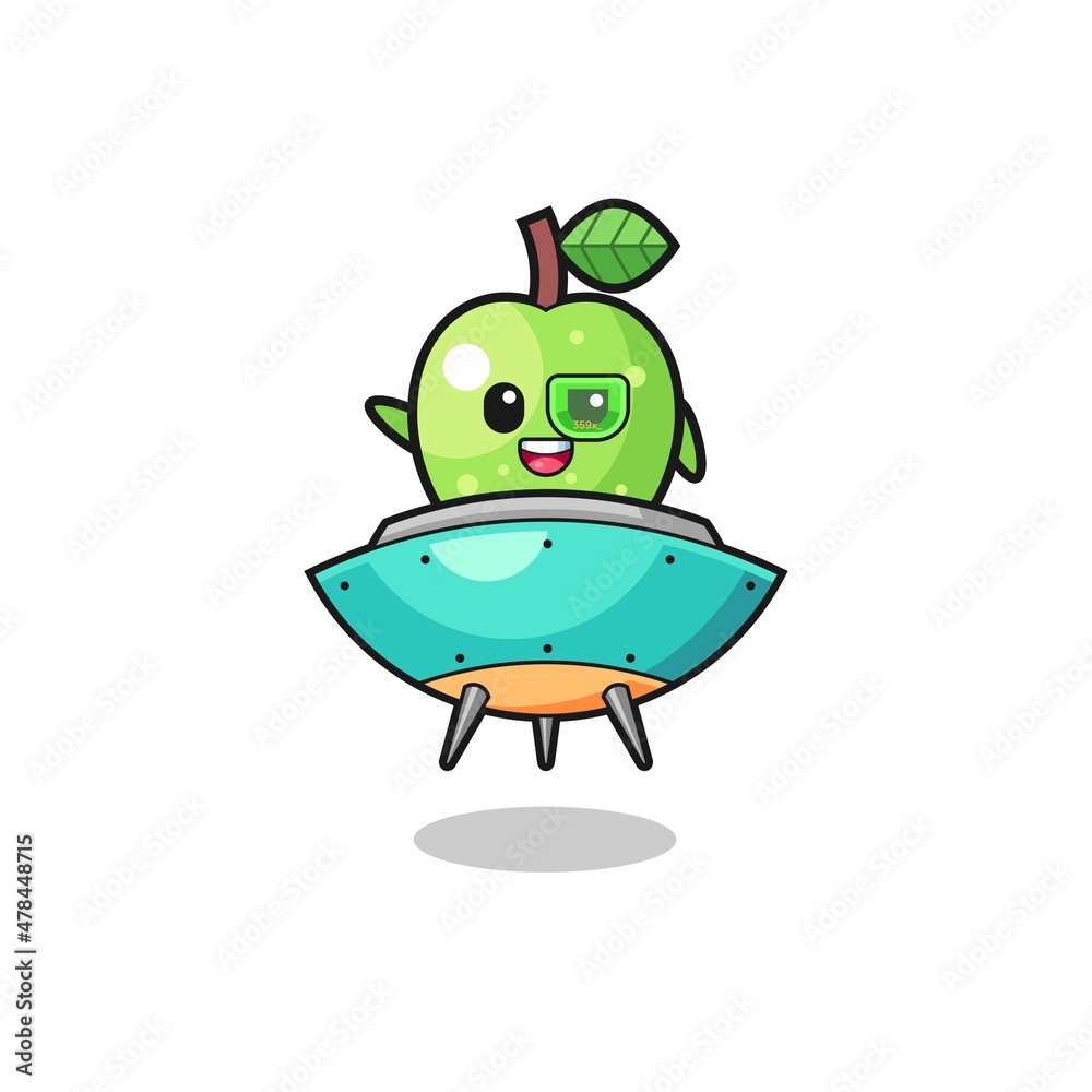 green apple cartoon riding a future spaceship green apple cartoon riding a future spaceship