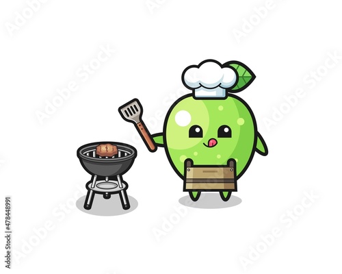 green apple barbeque chef with a grill