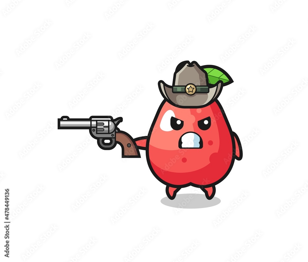 the water apple cowboy shooting with a gun