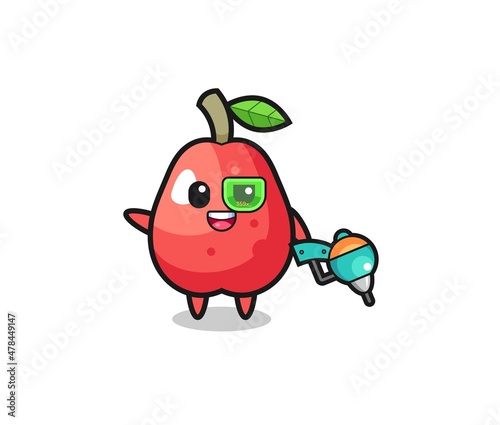 water apple cartoon as future warrior mascot