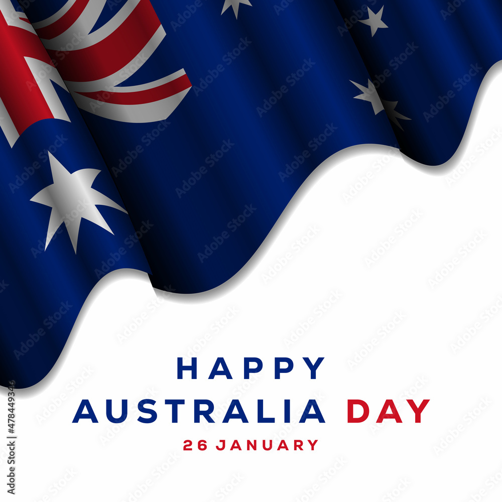 happy Australia day design elegant with a realistic Australian flag. vector Australia day