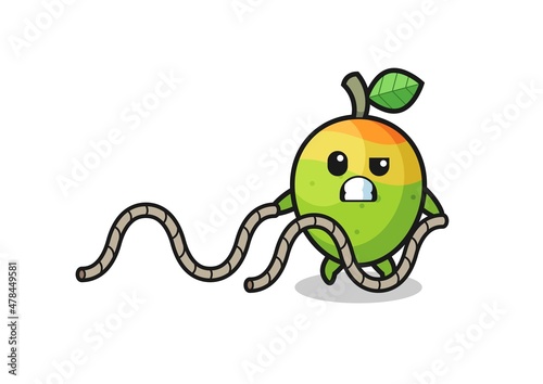illustration of mango doing battle rope workout