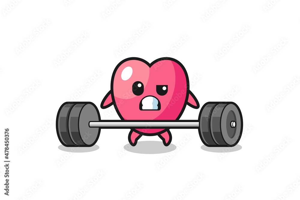 cartoon of heart symbol lifting a barbell cartoon of heart symbol lifting a barbell