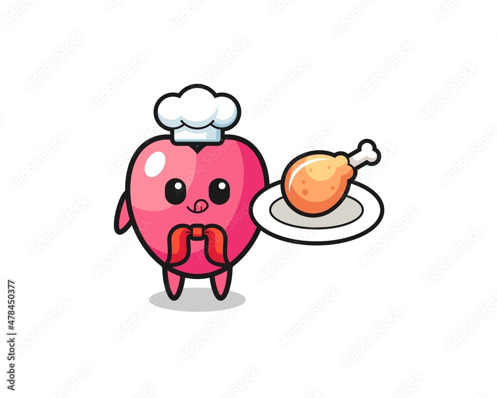 heart symbol fried chicken chef cartoon character heart symbol fried chicken chef cartoon character