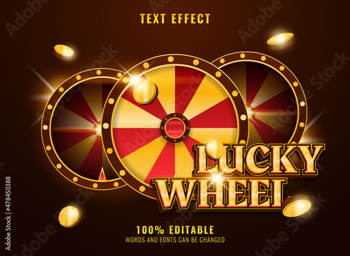 golden luxury casino lucky wheel text effect