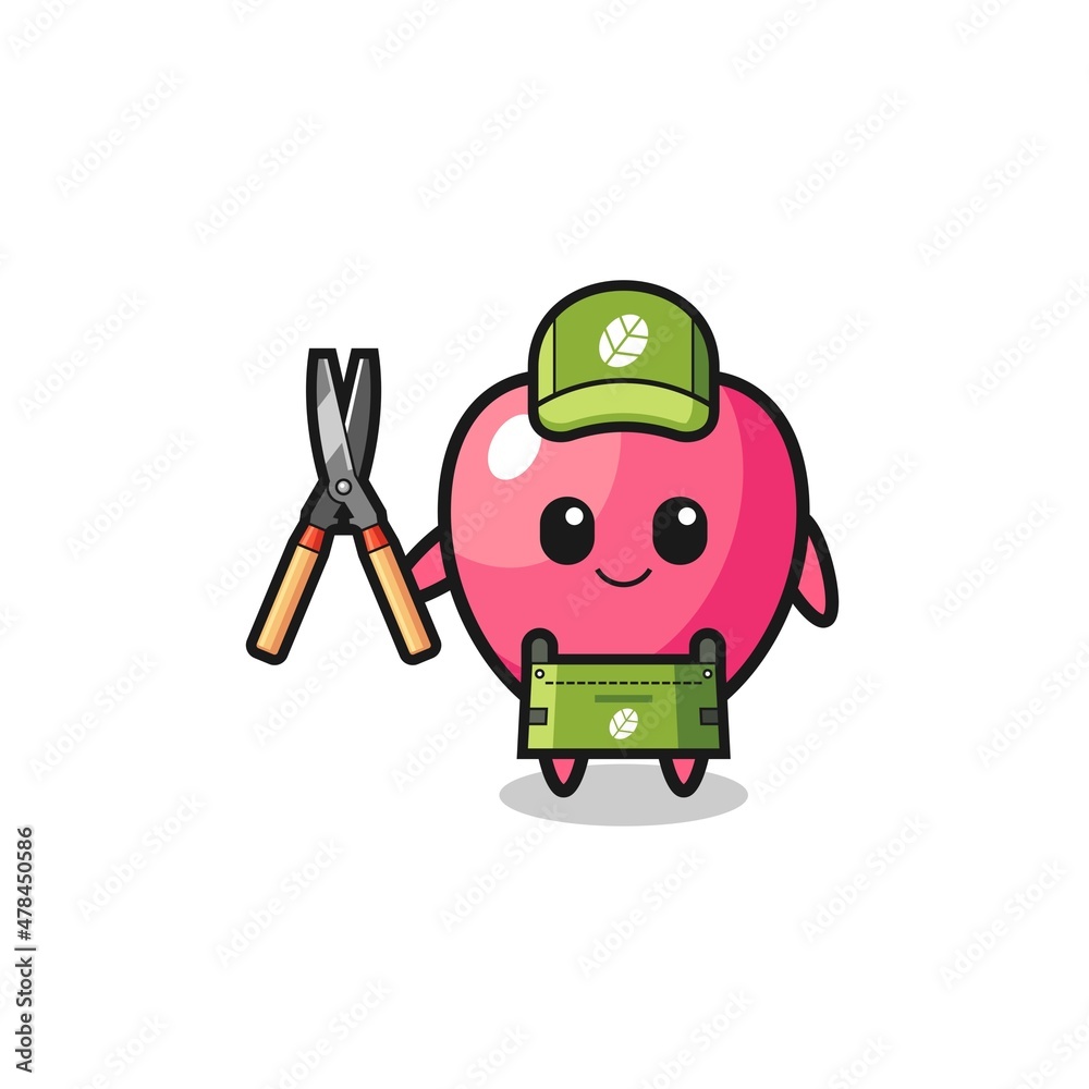 Fototapeta premium cute heart symbol as gardener mascot