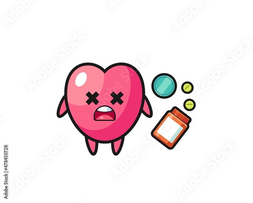 illustration of overdose heart symbol character