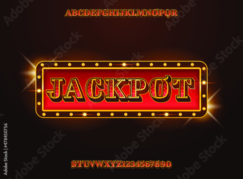 luxury casino jackpot text effect with badge