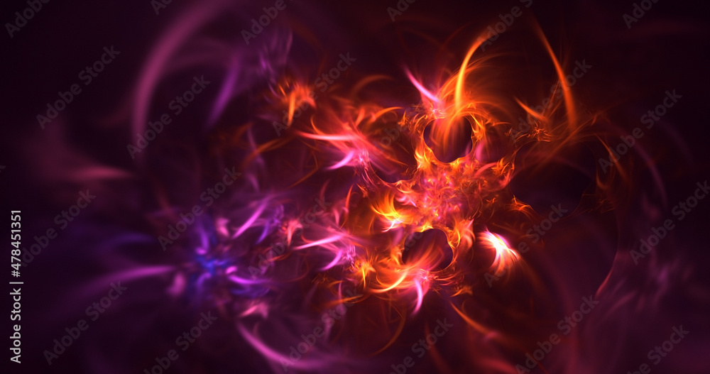 3D rendering abstract colorful fractal light background