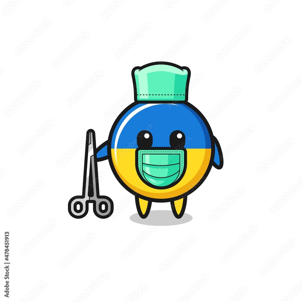 surgeon ukraine flag mascot character