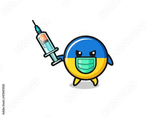 illustration of the ukraine flag to fight the virus