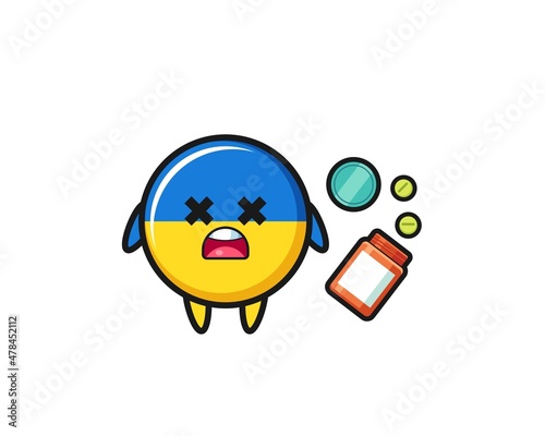 illustration of overdose ukraine flag character