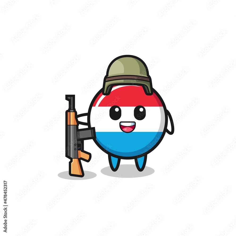 cute luxembourg mascot as a soldier