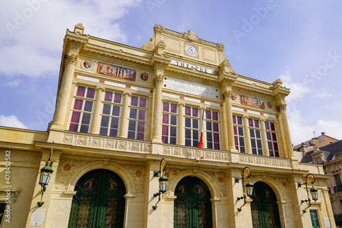 View on the facade of Theatre building in Béziers city France photo