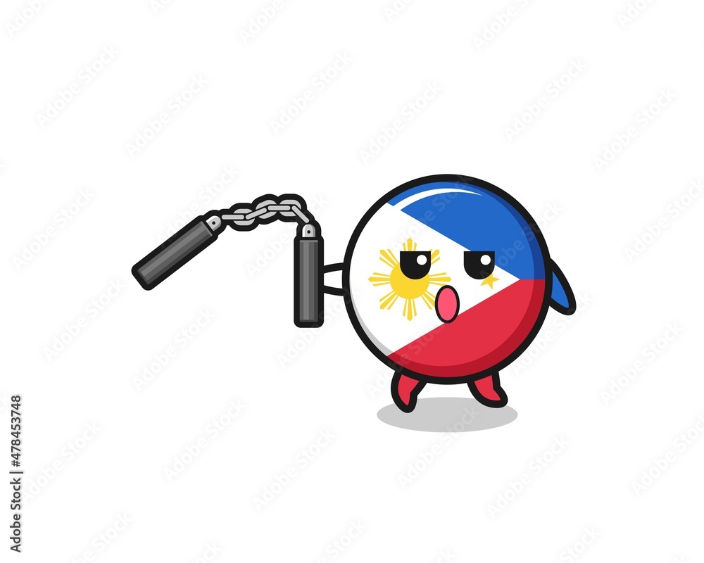 cartoon of philippines flag using nunchaku cartoon of philippines flag using nunchaku