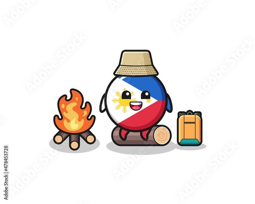camping illustration of the philippines flag cartoon