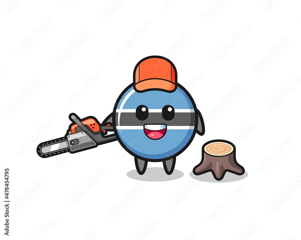 botswana flag lumberjack character holding a chainsaw botswana flag lumberjack character holding a chainsaw