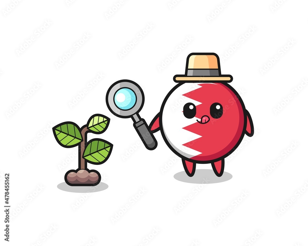 Fototapeta premium cute bahrain flag herbalist researching a plants