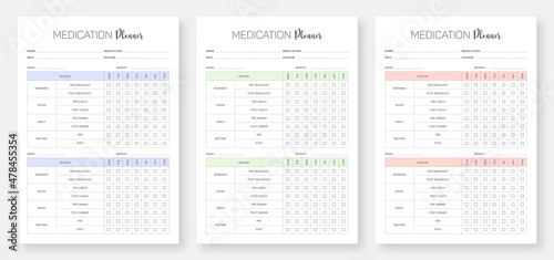 Medication Log Book Template Set. Daily Personal Medication Administration Planner & Record Log Book. Medication Schedule Planner Template Set. Minimalist planner template set.