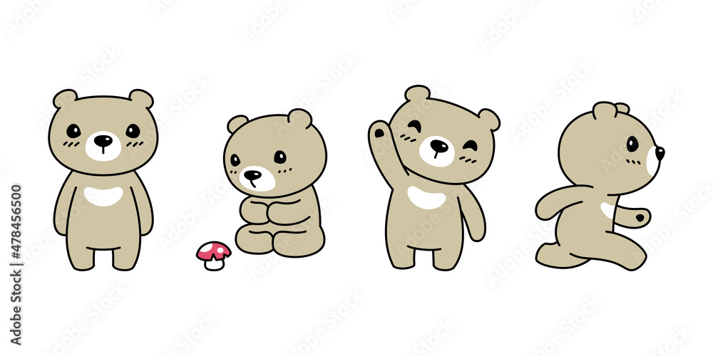Bear vector polar bear icon logo teddy mushroom cartoon character symbol  doodle animal illustration design Stock Vector | Adobe Stock