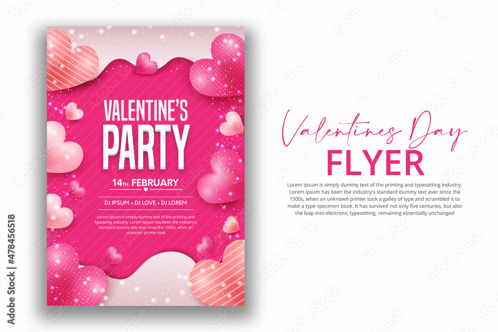 Pinky color Happy valentine's day creative flyer design Pinky color Happy valentine's day creative flyer design