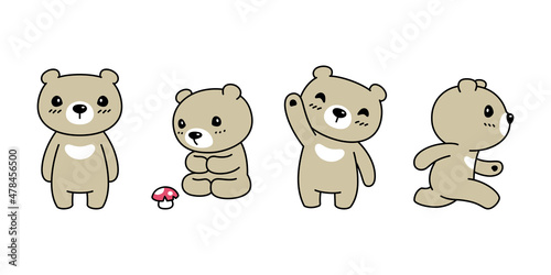 Bear vector polar bear icon logo teddy mushroom cartoon character symbol doodle animal illustration design