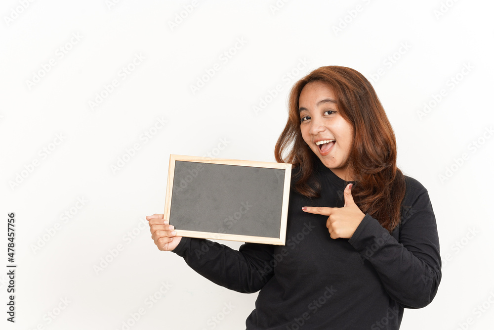Showing, Presenting and holding Blank Blackboard Of Beautiful Asian Woman Wearing Black Shirt Showing, Presenting and holding Blank Blackboard Of Beautiful Asian Woman Wearing Black Shirt