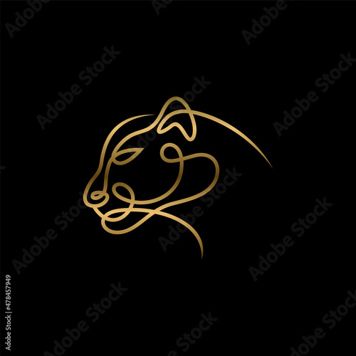 One continuous line drawing of African tiger head for company logo identity. Strong feline mammal animal mascot concept for national safari zoo. Single line draw vector graphic design illustration
