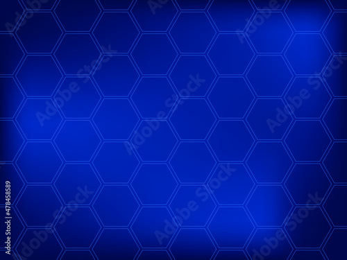 Hexagon shapes, honeycomb pattern, texture on gradient blue technology background. Digital data visualization. Tech, business, science concept. Vector illustration, eps 10.