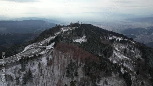 比叡山の雪景色をドローンで撮影