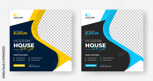Real Estate social media sale banner design template, creative sale banner design