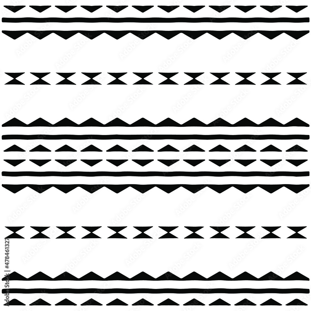 Seamless ethnic pattern color black and white.Can be used in fabric design for clothes, accessories; decorative paper, wrapping, background, wallpaper, Vector illustration.