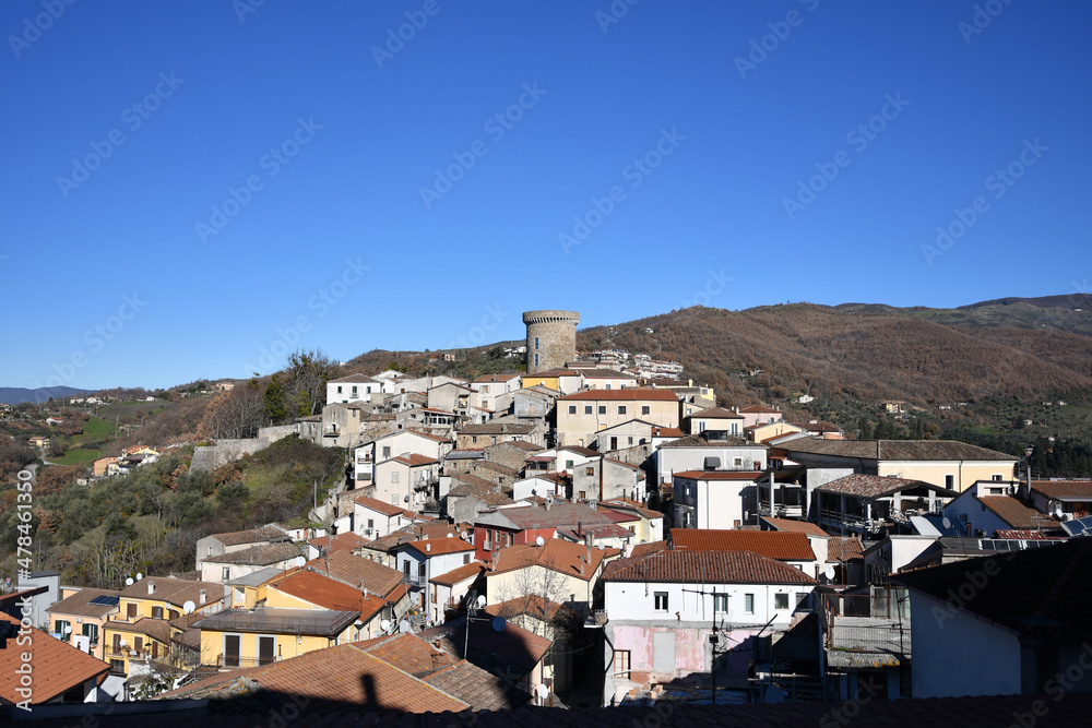 Panoramic view of Picerno, a small town in the province of Potenza in Basilicata, Italy.	
