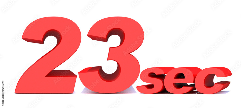 23 seconds word on white background.3d illustration 23 seconds word on white background.3d illustration