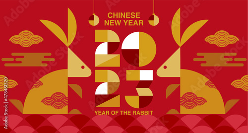 Happy new year, Chinese New Year 2023 , Year of the Rabbit , Chinese Traditional.