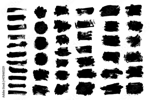 Vector black paint brush texture. Grunge brush stroke.