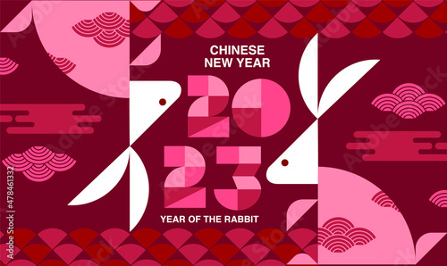 Happy new year, Chinese New Year 2023 , Year of the Rabbit , Chinese Traditional..