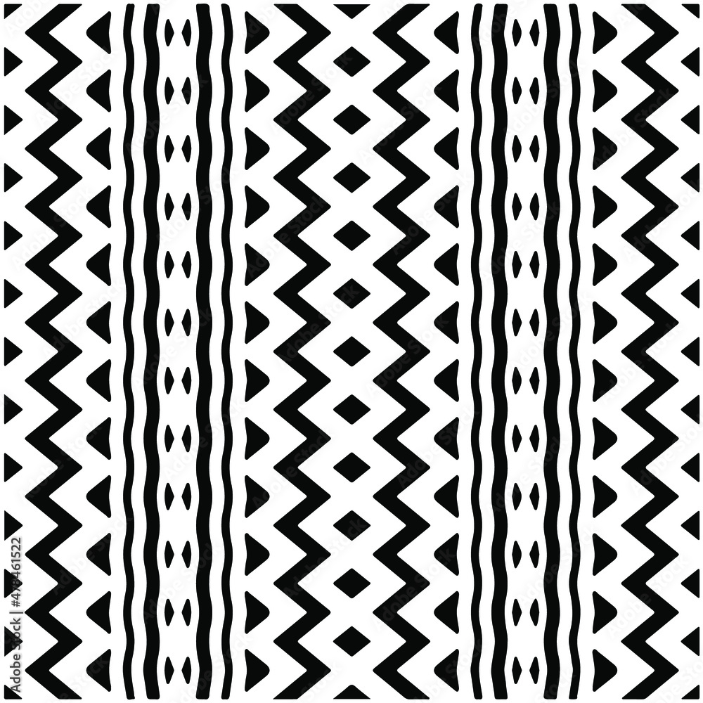 Seamless ethnic pattern color black and white.Can be used in fabric design for clothes, accessories; decorative paper, wrapping, background, wallpaper, Vector illustration.