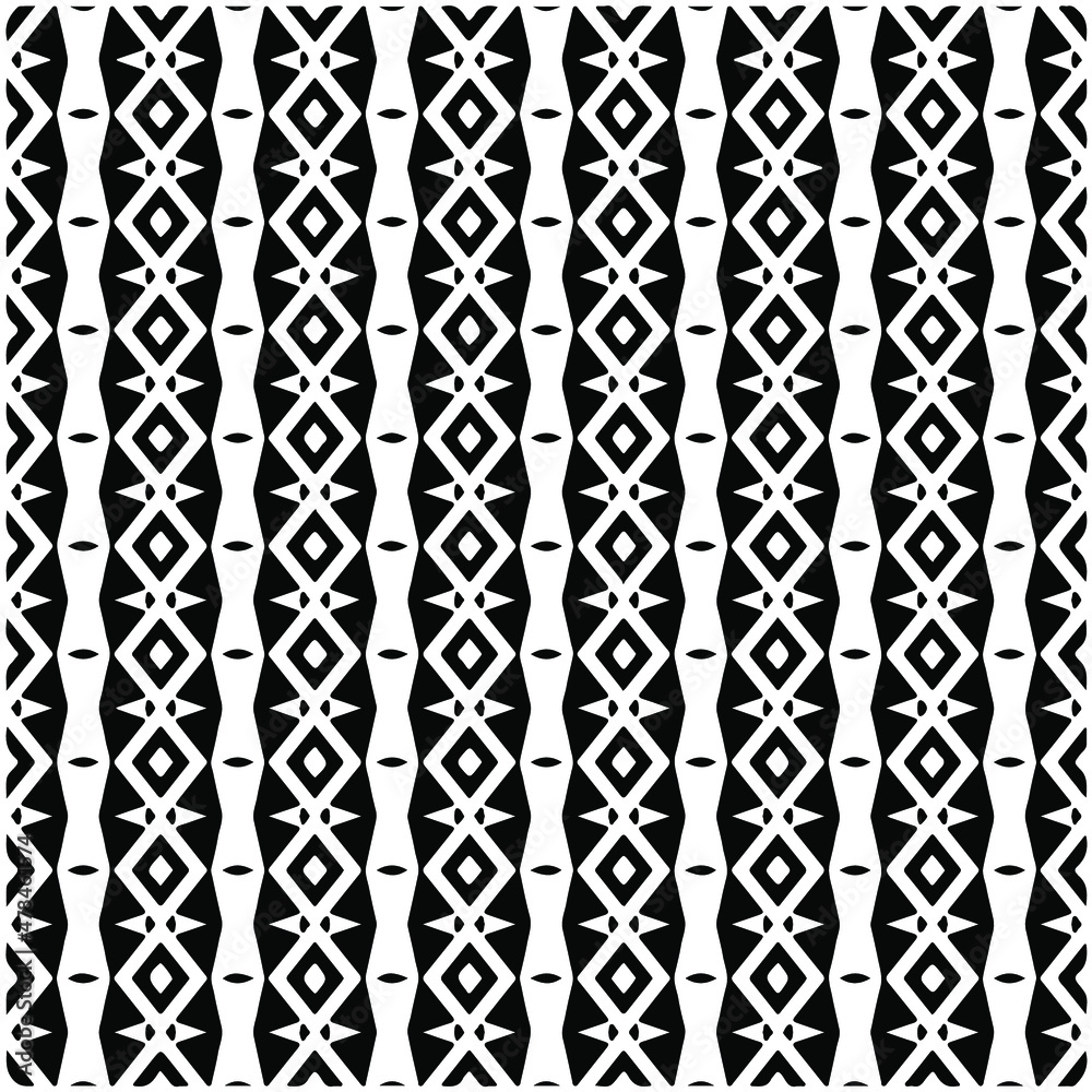 Seamless ethnic pattern color black and white.Can be used in fabric design for clothes, accessories; decorative paper, wrapping, background, wallpaper, Vector illustration. Seamless ethnic pattern color black and white.Can be used in fabric design for clothes, accessories; decorative paper, wrapping, background, wallpaper, Vector illustration.