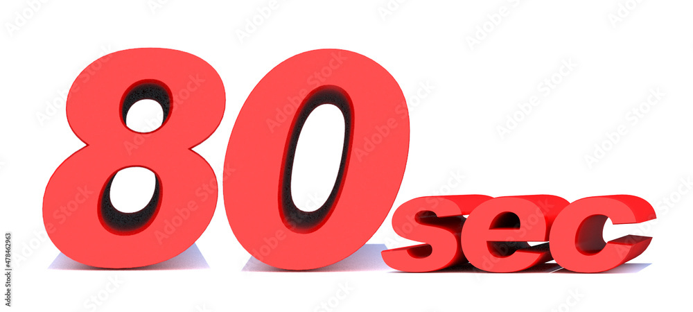 80 seconds word on white background.3d illustration 80 seconds word on white background.3d illustration