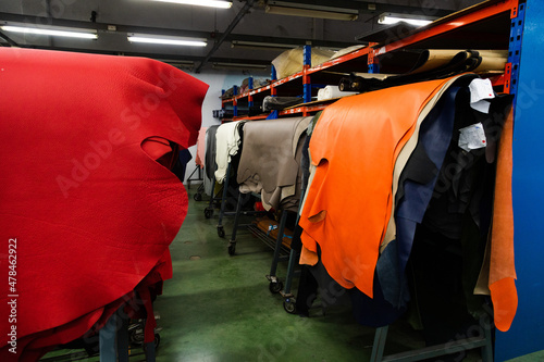 Фотография Cow leather waiting to be processed
