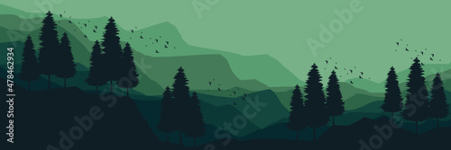 Canvas-taulu landscape with mountains forest vector illustration good for background, backdro