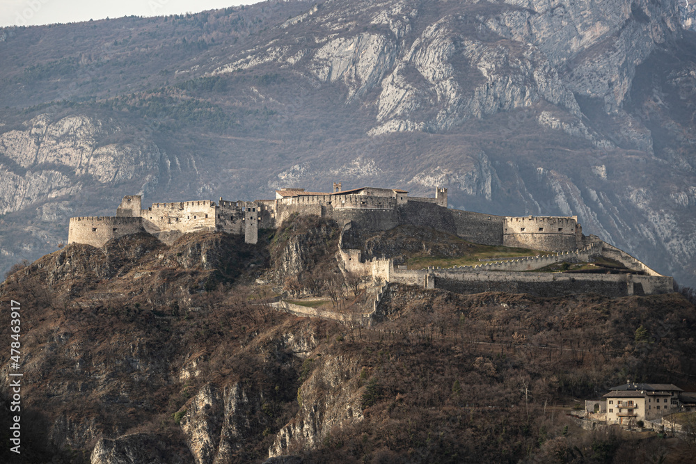 castle walls on top of the mountains of trentino alto adige, Besenello Castel Beseno