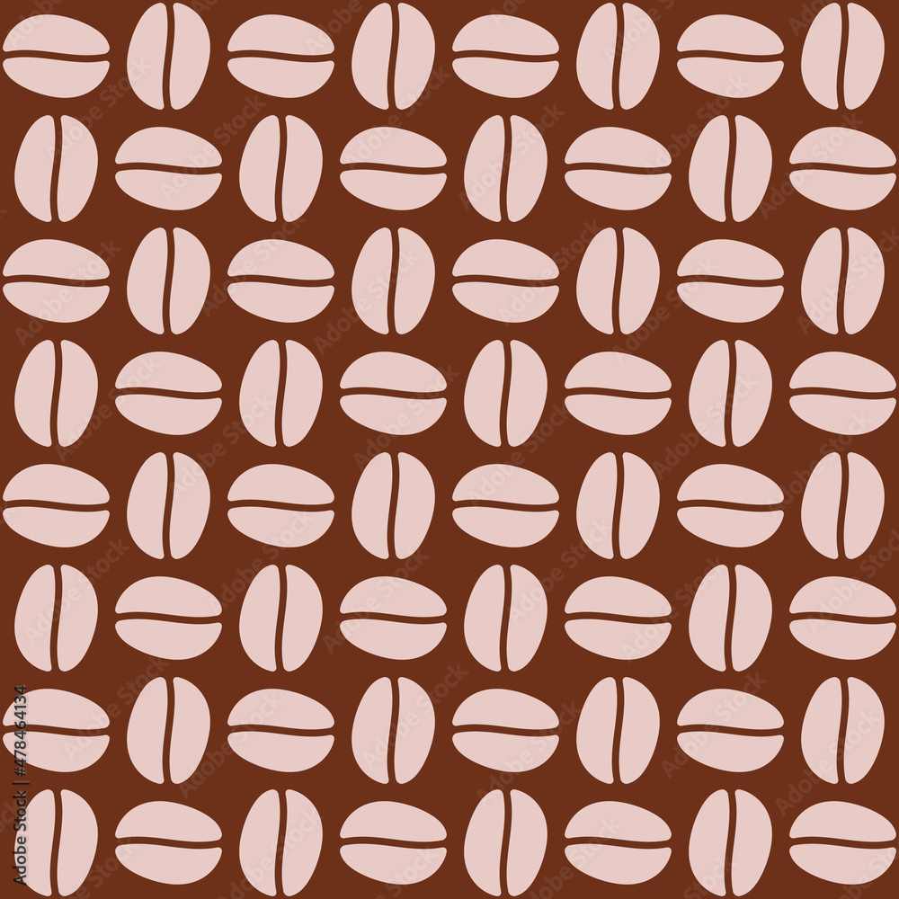 Obraz premium Light Color Coffee Pattern. Coffee Beans Vector Pattern. Coffee Half Beans Pattern.