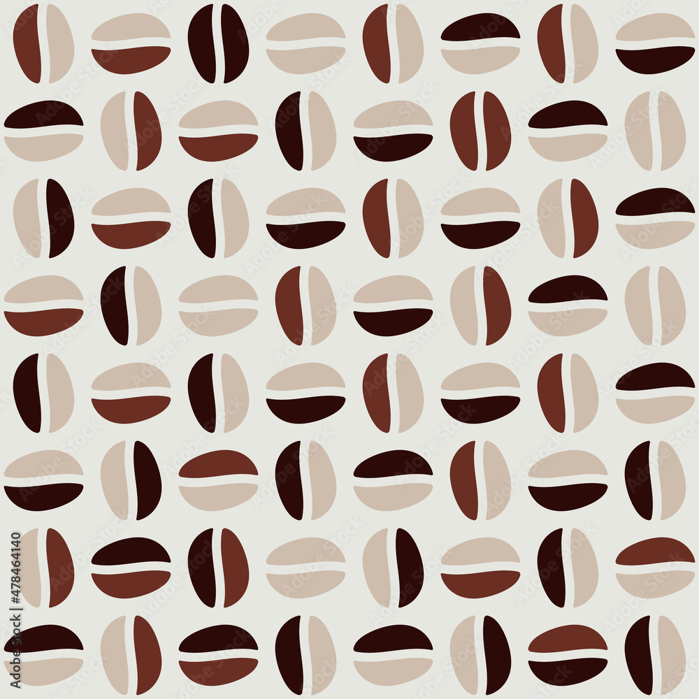 Fototapeta premium Geometric coffee pattern. Vector beans decor sample.