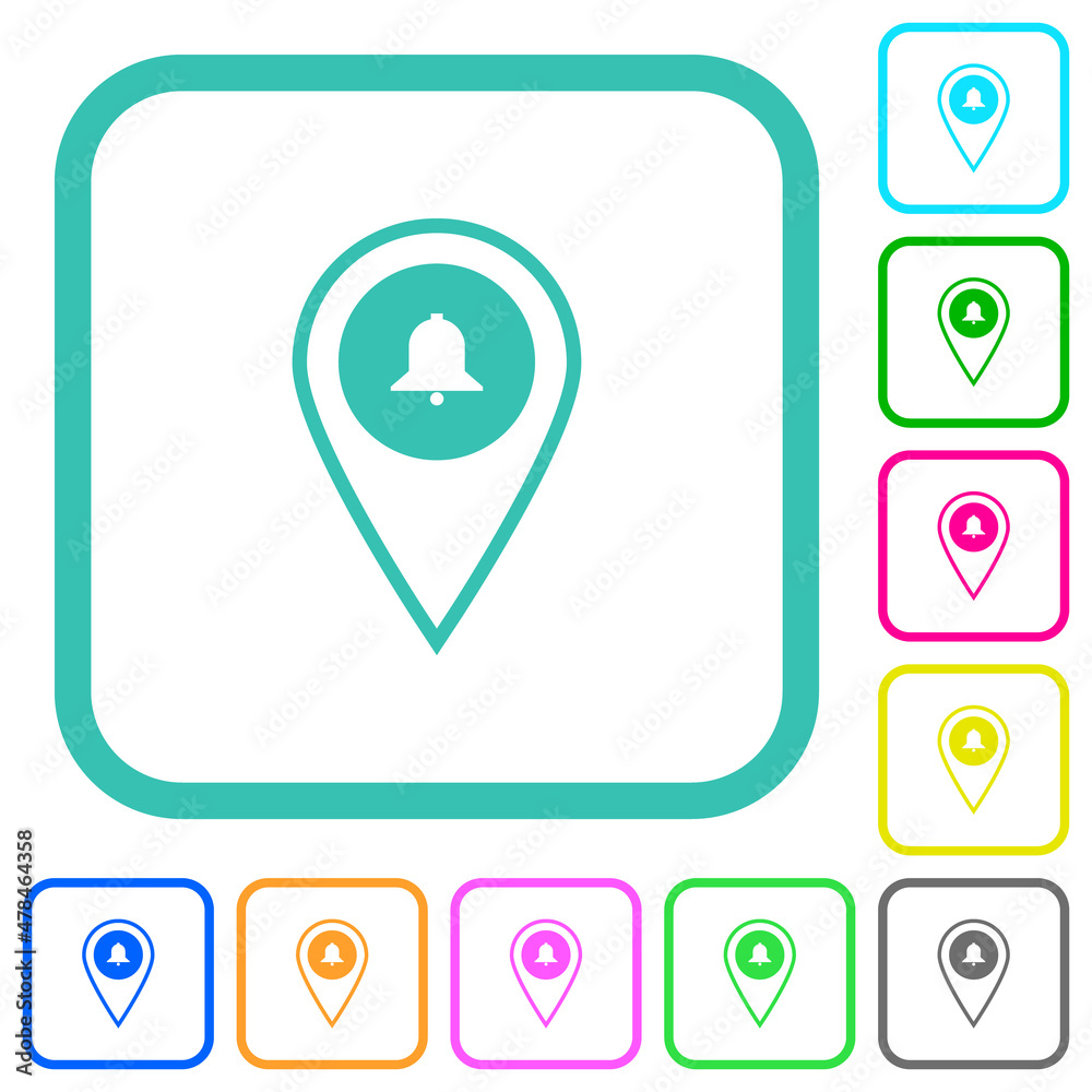 GPS location alarm vivid colored flat icons GPS location alarm vivid colored flat icons