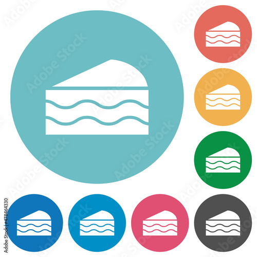 Slice of cake flat round icons