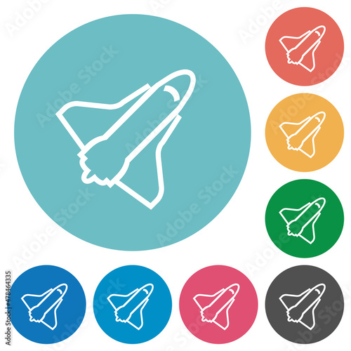 Space shuttle outline flat round icons
